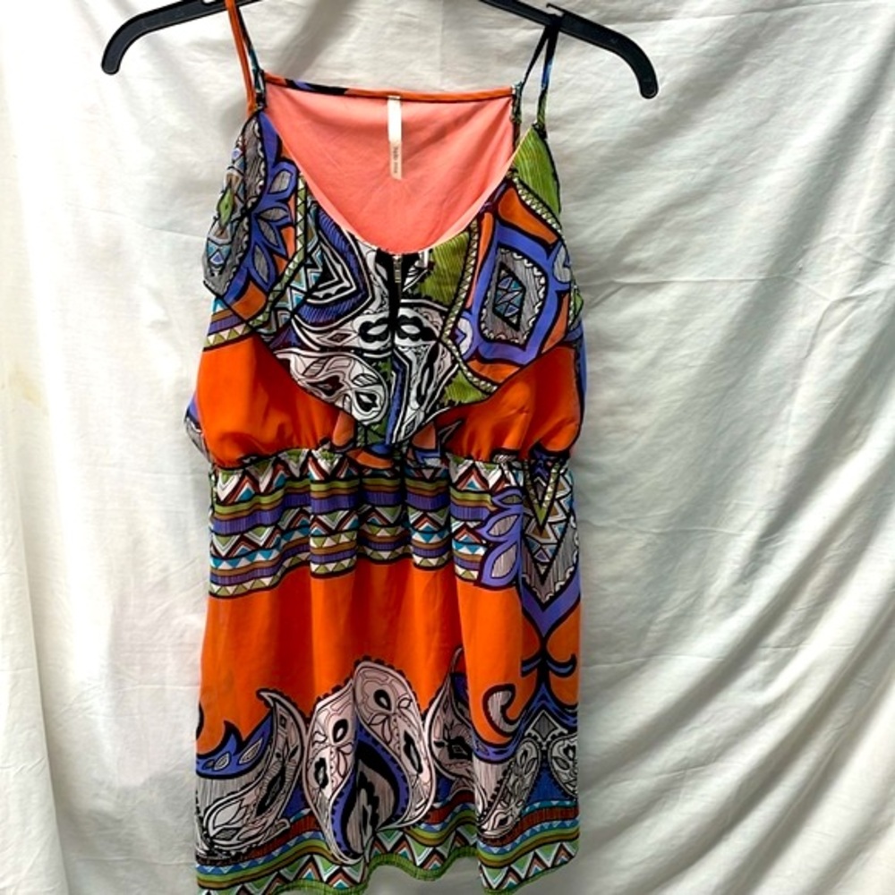 Hello Miss Sleeveless lined Lacey sundress ladies sz L 5/30/4